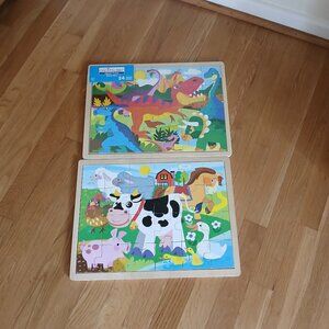 Creatology Wooden puzzle Dinosaurs New + Farm Animals 24 pieces x 2